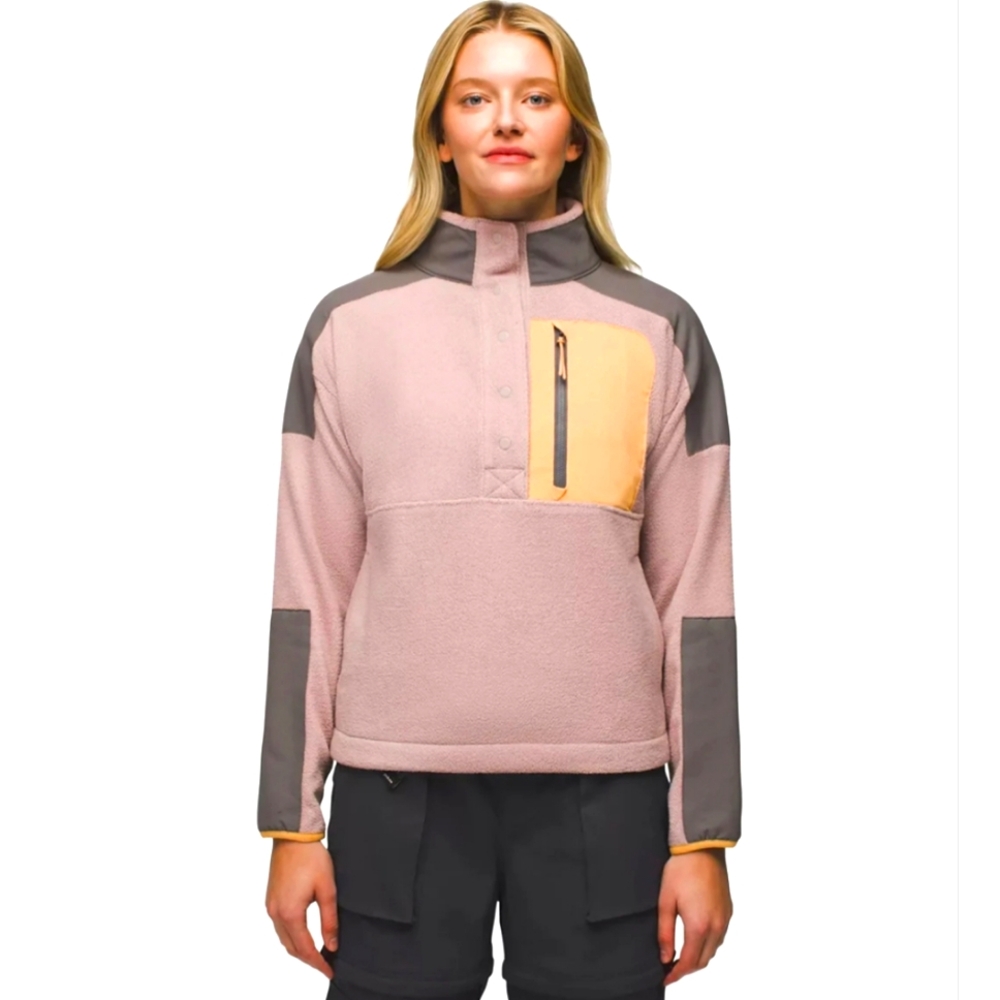 NWT PRANA Peak Snap Up Fleece Jacket Willow Colorblock Current Season